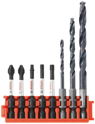 Embouts de visseuse et forets en oxyde noir Impact Tough™ avec attache pour coffret sur mesure à 8 pièces