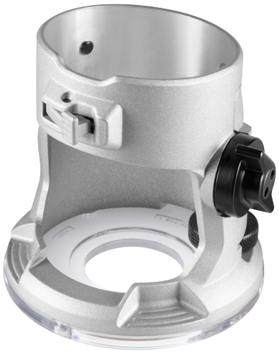 Base de toupie Bosch avec bouton noir et corps argenté.