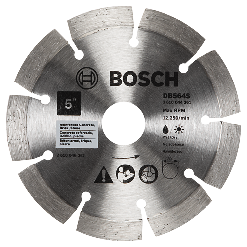 Lame circulaire Bosch 5" DB664S, pour béton armé, asphalte, pierre, et vitesse de rotation maximale 12 250/min.