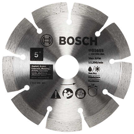 Disque diamanté et segmenté standard de 5 po pour matériaux mous