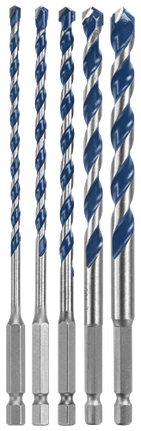 Ensemble de 5 forets pour perceuse à percussion au carbure BlueGranite Turbo™