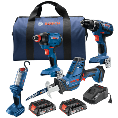 18V 4-Tool Combo Kit with Compact Tough 1/2 In. Drill/Driver, 1/4 In. and 1/2 In. Two-in-One Bit/Socket Impact Driver, Compact Reciprocating Saw and LED Worklight-GXL18V-496B22-Kit