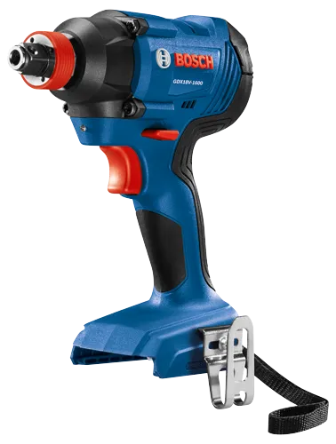 Bosch GDX18V-1600, visseuse à chocs, avec boîtier bleu et noir, et gâchette orange.