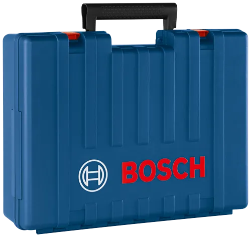 Coffret bleu Bosch avec poignée et logo.