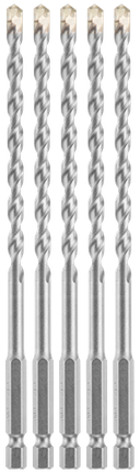 5 forets de maçonnerie pour perceuse à percussion à queue hexagonale 1/4 x 6 po