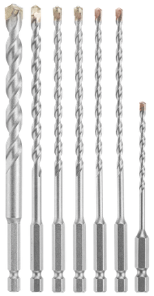 Ensemble de 7 forets de maçonnerie pour perceuse à percussion à queue hexagonale