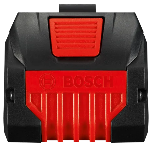 Objet rectangulaire noir et rouge Bosch avec l'inscription "BOSCH".