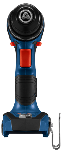 Perceuse électrique Bosch bleue et noire avec un bouton orange.