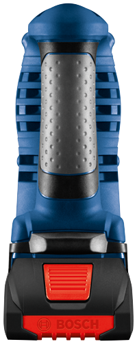 Outil électrique Bosch, avec un corps bleu et noir et un bouton orange. Le logo Bosch est visible.