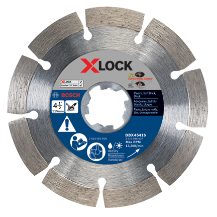 Disque diamanté X-LOCK de 4-1/2 po à segments de coupe