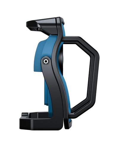 Outil noir et bleu avec une poignée.