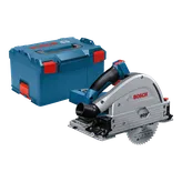 Boîte L-BOXX Bosch et scie circulaire, avec texte "BOSCH" visible et lame "General Purpose".