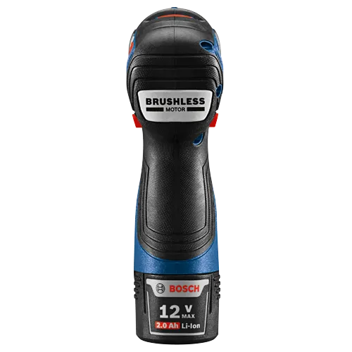 O texto traduzido é:

Outil électroportatif avec moteur sans balais, avec '12 V MAX' et '2,0 Ah Li-ion'.