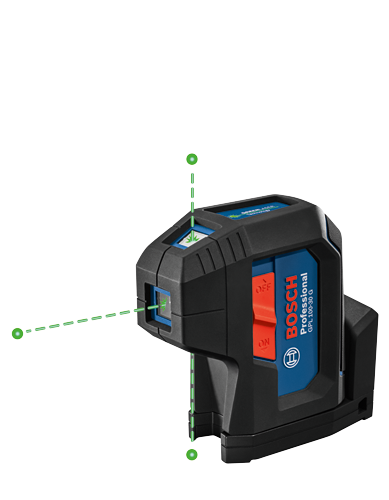 Bosch Professional GPL 100-30 G, avec une précision allant jusqu'à ±1/4 po et une portée allant jusqu'à 100 pi.