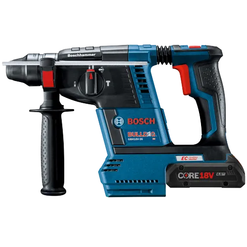 Bosch BULLDOG GBH18V-26 marteau perforateur sans fil, avec moteur EC sans balais et batterie CORE18V 4.0 Ah.