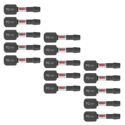 15 embouts courts Driven Impact Tough carrés n°2 de 1 po