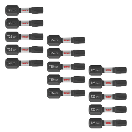 15 embouts courts Driven Impact Tough Torx® n°25 de 1 po