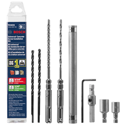Kit universel SDS-plus® de 9 pièces pour pose de vis à béton