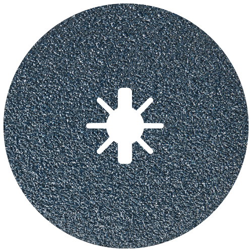 Disque abrasif circulaire avec centre en forme de croix blanche.