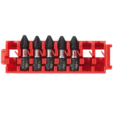 5 embouts courts à chocs 1 po Driven Phillips® N°2 avec barrette pour Custom Case System