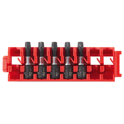 5 embouts courts à chocs 1 po Driven Carré N°2 avec barrette pour Custom Case System