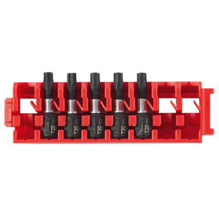 5 embouts courts à chocs 1 po Driven Torx® N°20 avec barrette pour Custom Case System