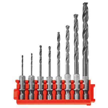 Ensemble de 8 forets à percussion oxyde noir avec barrette pour Custom Case System