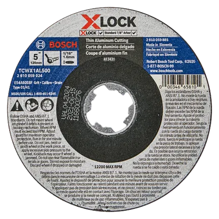 Disque à tronçonner X-LOCK spécial métal de 5 po x 1/16 po pour arbre type 1A (ISO 41), grain 46