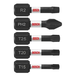 Embora o texto original não contenha informações suficientes para uma tradução completa, aqui está a tradução, mantendo a terminologia técnica e o tom institucional da Bosch:

**Embouts de vissage Bosch R2, PH2, T25, T20, T15.**