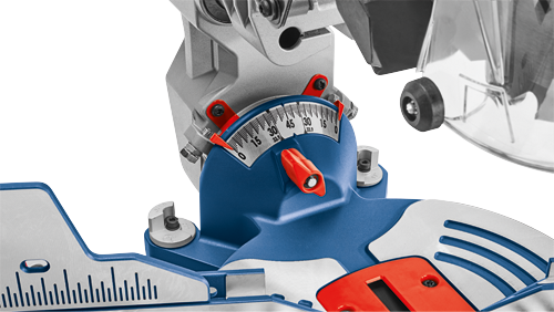 Outil Bosch avec marquages d'angle visibles : 0, 15, 30, 45 et 33,9 degrés.