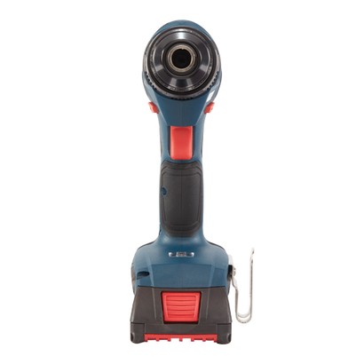 Perceuse électrique Bosch bleue et rouge.