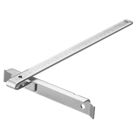 Outil de mesure métallique avec marquages incrémentaux.