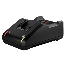 Chargeur de batterie Bosch, avec voyants lumineux rouge et vert, et logo "BOSCH".