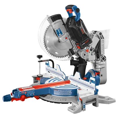 Scie à onglet Bosch avec BITURBO BRUSHLESS, CORE18V.8 Ah et BOUTON SÉLECTEUR D'ANGLE D'INCLINAISON.