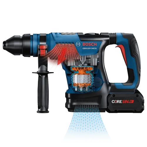 Bosch GBH18V-34CQ Boschhammer, avec batterie CORE18V 8Ah.