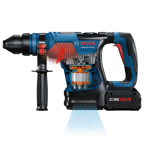 Bosch GBH18V-34CQ Boschhammer, avec batterie CORE18V 8Ah.