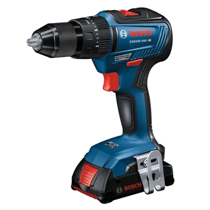 Bosch GSB18V-490 HD perceuse sans fil, avec texte "BRUSHLESS MOTOR".