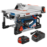 Scie à table Bosch GTS18V-08, avec batterie CORE18V 8Ah et chargeur.