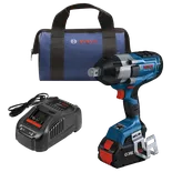Bosch GDS18V-770C HD clé à chocs, chargeur et sac. La clé à chocs porte l'inscription "BITURBO BRUSHLESS".