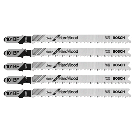 Lames de scie sauteuse pour bois dur à pied en T Clean for Hardwood de 4 po à 10 dents par pouce à pas variable, 5 pièces