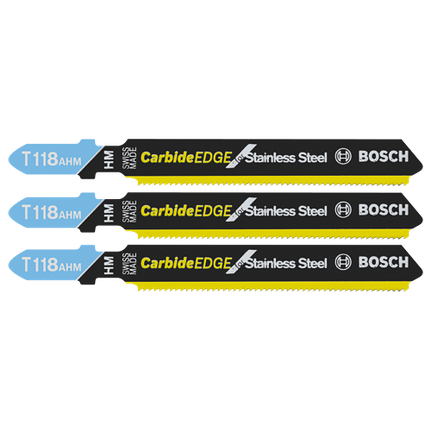 3 lames de scie sauteuse Edge à pied en T de 3-1/4 po au carbure avec 24 dpp pour acier inoxydable