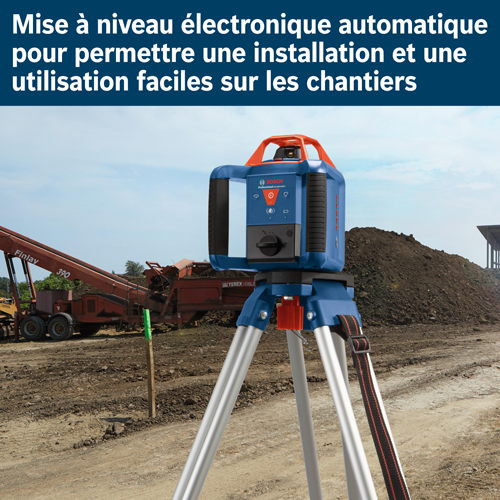 Nível laser électronique autonivelant Bosch Professional GRL1000-20HVK sur trépied sur un chantier.