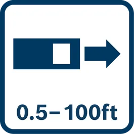 Icône positive des outils de mesure pour le web : Portée de travail 100 pieds
