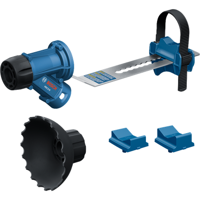 Image du dispositif de collecte de poussière SDS max® et Spline Bosch HDC310 sur fond blanc.