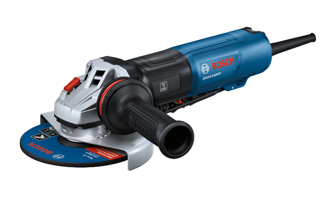 Meuleuse d'angle Bosch GWS14-60PD avec une lame circulaire marquée "Bosch", "Type 27" et "150mm".