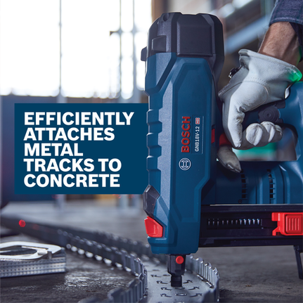 Bosch GM18V-12 HD : fixation efficace de rails métalliques sur béton.