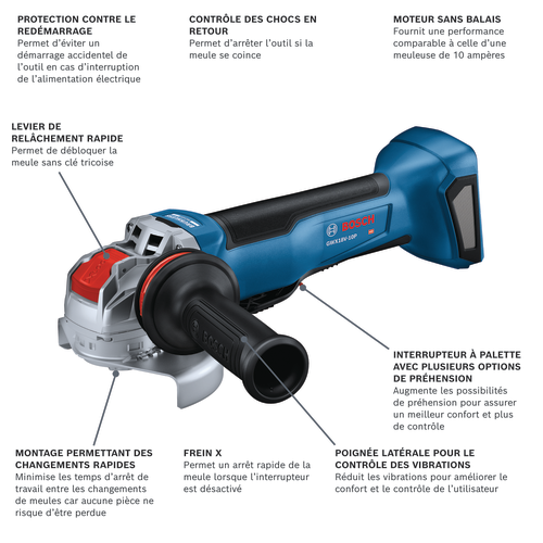 Meuleuse d’angle sans fil modèle GWX18V-10PN en vue panoramique.
