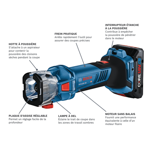 Outil de découpe sans fil modèle GCU18V-30N en vue panoramique.
