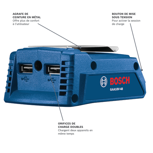 Adaptateur de batterie modèle GAA18V-48N vue panoramique.