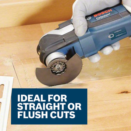 Bosch Professional outil multifonction pour couper le bois, texte "IDÉAL POUR COUPES DROITES OU AFFLEURANTES".